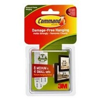 3M 17203 COMMAND PICTURE HANGING STRIPS SMALL AND MEDIUM COMBO PACK WHITE