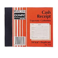 OLYMPIC 714 RECEIPT BOOK CARBONLESS DUPLICATE  200x125mm 50 LEAF