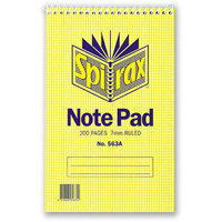 SPIRAX 563A TOP OPENING SPIRAL REPORTERS NOTE PAD 200x127mm 200 PAGES