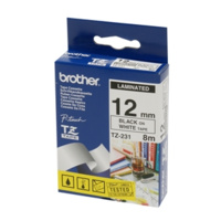 BROTHER TZE-231 12mm BLACK ON WHITE LAMINATED LABELLING TAPE  