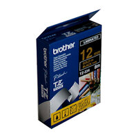 BROTHER TZE-334  12mm GOLD ON BLACK LAMINATED LABELLING TAPE