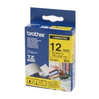 BROTHER TZE-631 12mm BLACK ON YELLOW LAMINATED LABELLING TAPE