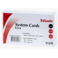 SYSTEM CARDS 3x5 RULED 76x127mm PACK 100 WHITE