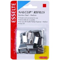 ESSELTE NAL CLIP REFILLS STAINLESS STEEL MEDIUM PACK 50 
