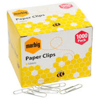 MARBIG PAPER CLIPS LARGE ROUND 33mm B1000