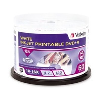 VERBATIM 95136 DVD+R 4.7GB 16X WHITE PRINTABLE PACK 50