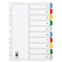 MARBIG 35020 DIVIDERS A4 10 TAB PP COLOURED