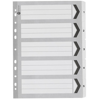 MARBIG 35111 DIVIDERS INDEX A4 BLACK AND WHITE 1-5 TAB