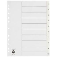 MARBIG 35121 DIVIDER INDICES PP A4 WHITE 1-10 TAB