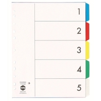 MARBIG 36100 PP DIVIDERS EXTRA WIDE A4 5 TAB MULTI COLOURED