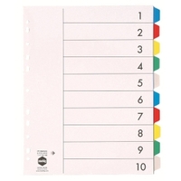 MARBIG 36200 PP DIVIDERS EXTRA WIDE A4 10 TAB MULTI COLOURED