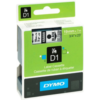 DYMO 45800 D1 LABEL TAPE 19mm x 7m BLACK ON CLEAR