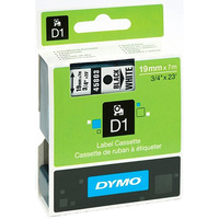 DYMO 45803 D1 LABEL TAPE 19mm x 7m BLACK ON WHITE