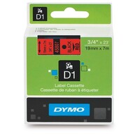 DYMO 45807 D1 LABEL TAPE 19mm x 7m BLACK ON RED