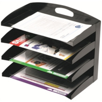 MARBIG METAL DESKTOP ORGANISERS 4 TIER 385L X 325H X 235D MM BLACK