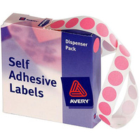 AVERY 937241 ROUND LABELS 14mm PINK BOX 1050
