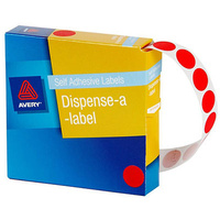 AVERY 937235 ROUND LABELS 14mm RED BOX 1050