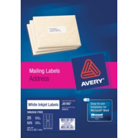 AVERY 936032 J8160 INKJET ADDRESS LABELS 21 PER SHEET PACK25