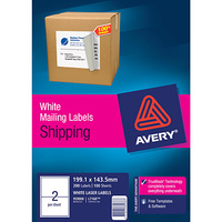 AVERY 959008 L7168 LASER LABELS SHIPPING 2 PER SHEET WHITE PACK 100