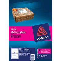 AVERY 959030 L7169 LASER LABELS SHIPPING 4 PER SHEET WHITE PACK 100