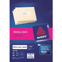 AVERY 952003 L7163 LASER LABELS ADDRESS 14 PER SHEET WHITE PACK 20