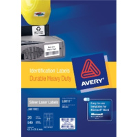 AVERY 959201 L6009 METALLIC LABELS DURABLE HEAVY DUTY SILVER 48UP PACK 20