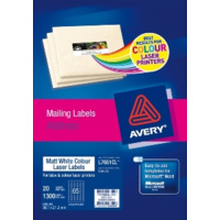 AVERY 959775 L7651CL MATT WHITE COLOUR MINI ADDRESS LASER LABELS 65UP PACK 20