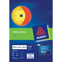 AVERY 960101 L7676 LASER LABELS MEDIA FULL FACE CD/DVD 2UP PACK 25