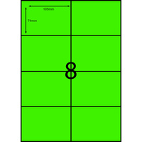 AUSSIE ECO FRIENDLY A4 LABELS 8UP FLURO GREEN PACK 100
