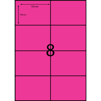 AUSSIE ECO FRIENDLY A4 LABELS 8UP FLURO PINK PACK 100