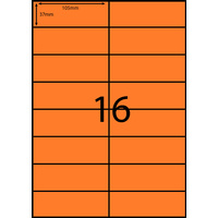 AUSSIE ECO FRIENDLY A4 LABELS 16UP FLURO ORANGE PACK 100