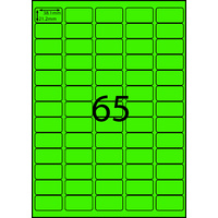 AUSSIE ECO FRIENDLY A4 LABELS 65UP FLURO GREEN PACK 100