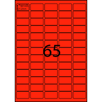 AUSSIE ECO FRIENDLY A4 LABELS 65UP FLURO RED PACK 100