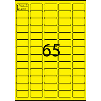 AUSSIE ECO FRIENDLY A4 LABELS 65UP FLURO YELLOW PACK 100