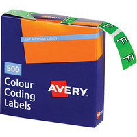 AVERY 43206 F SIDE TAB COLOUR CODING LABELS GREEN PACK 500