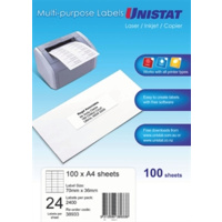 UNISTAT 38933 MULTIPURPOSE LABEL DL24 70x36mm PACK 100