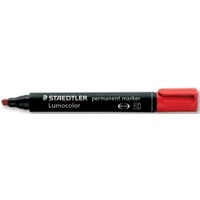 STAEDTLER 350 LUMOCOLOR PERMANENT MARKER CHISEL RED BOX 10