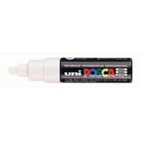 UNI POSCA PC8K CHISEL TIP WHITE PAINT MARKER BOX 6