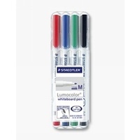 STAEDTLER 301 LUMOCOLOR WHITEBOARD MARKER BULLET 1mm ASSORTED WALLET 4