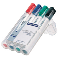 STAEDTLER 351 LUMOCOLOR WHITEBOARD MARKER BULLET 2mm WALLET 4