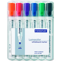 STAEDTLER 351 LUMOCOLOR WHITEBOARD MARKER BULLET 2mm WALLET 6