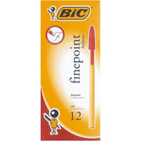 BIC FINE POINT BALLPOINT PENS RED BOX 12