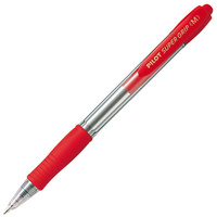 PILOT BPGP-10R SUPERGRIP PEN RETRACTABLE MEDIUM RED BOX 12