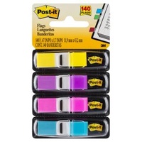 3M 683-4AB POST IT MINI FLAGS ASSORTED BRIGHT COLOURS PACK 140