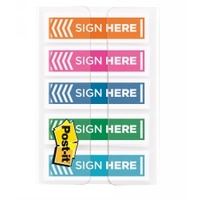 3M 684-SH-OPBLA  SIGN HERE FLAGS ORANGE PINK BLUE LIME AQUA PACK 100