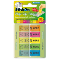 BEAUTONE SIGN HERE FLAG 45x12mm 150 SHEET PACK 5 