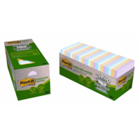 3M 654R-24CP-AP POST IT RECYCLED GREENER NOTES 73x73mm PASTEL CABINET PACK 24 
