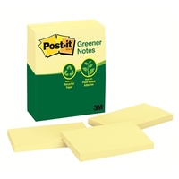 3M 655-RP POST IT NOTE RECYCLED 100 SHEETS 73x123mm CANARY YELLOW PACK 12