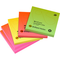 MARBIG BRILLIANT NOTES REPOSITIONABLE 75x75mm PACK 5