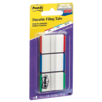 3M 686L-GBR POST IT DURABLE FILING TABS 25MM WHITE WITH GREEN/BLUE/RED PACK 66